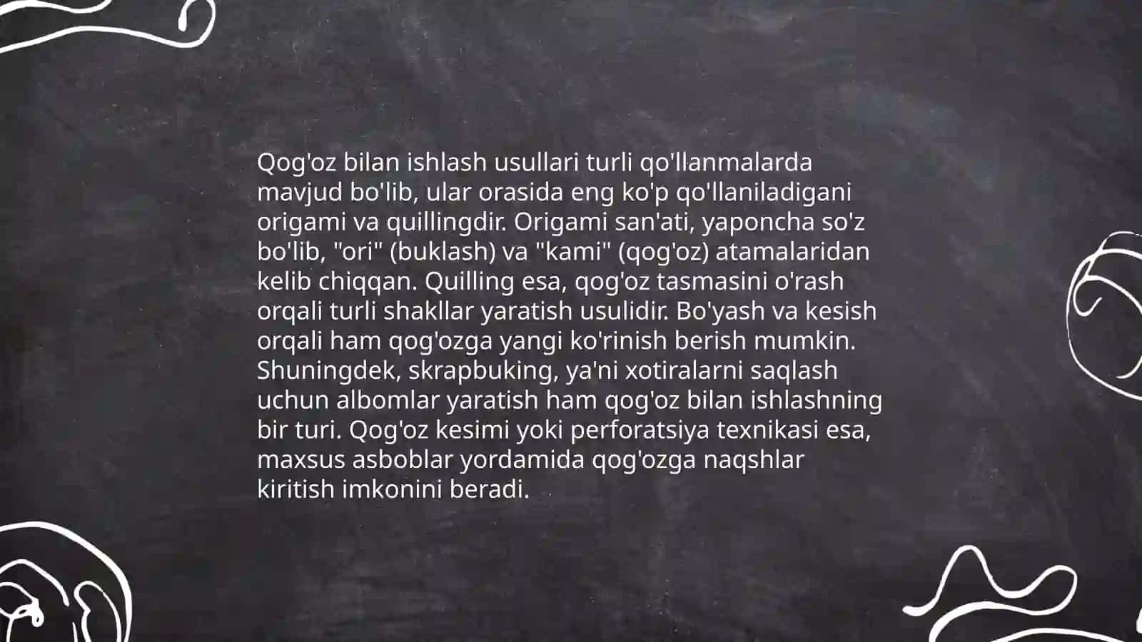 Boshlangʻich sinf texnologiya (4-sinf)darslari uchun ishlanmalar tayyorlash 4