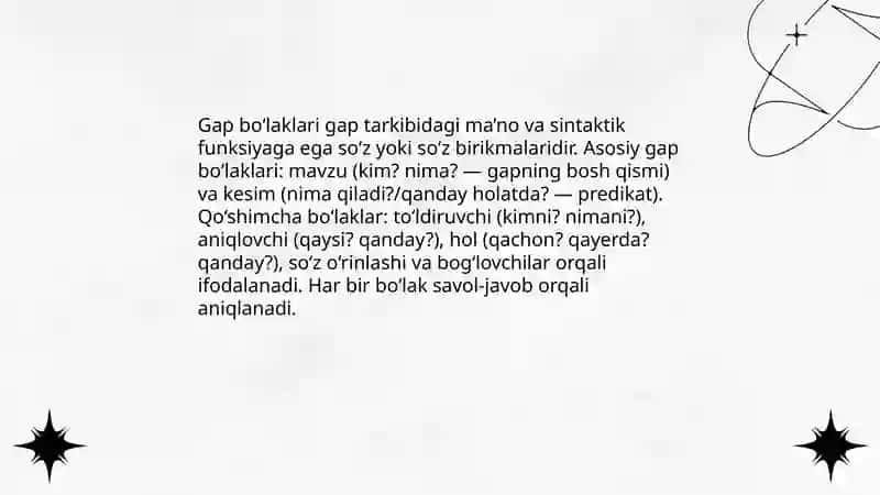 Gap bo'laklarining ta'rifi va tasnifi 4