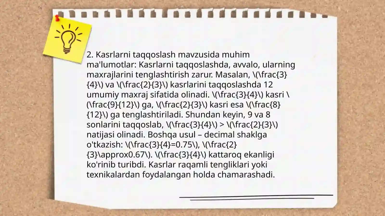 Kasrlarni taqqoslash 4