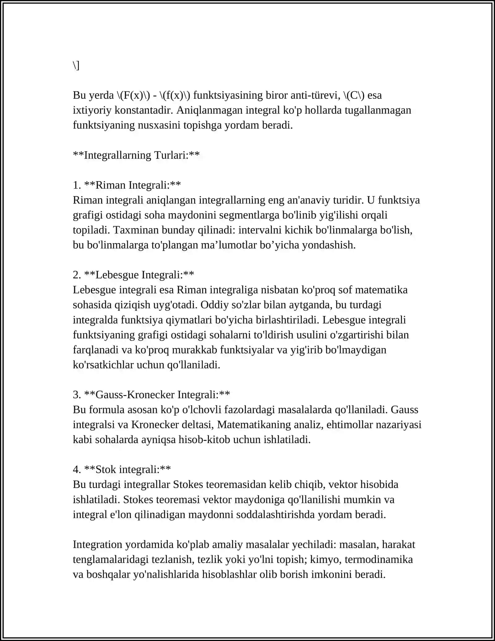 KATTA XOTIRALI INTEGRAL SXEMALARNING KLASSIFIKATSIYASI 4