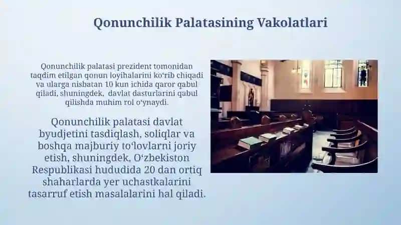 Oliy Majlis Qonunchilik palatasining huquqiy holati 4