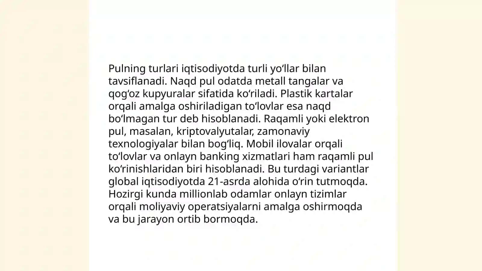 Pulning o'ziga xos xususiyatlari 4