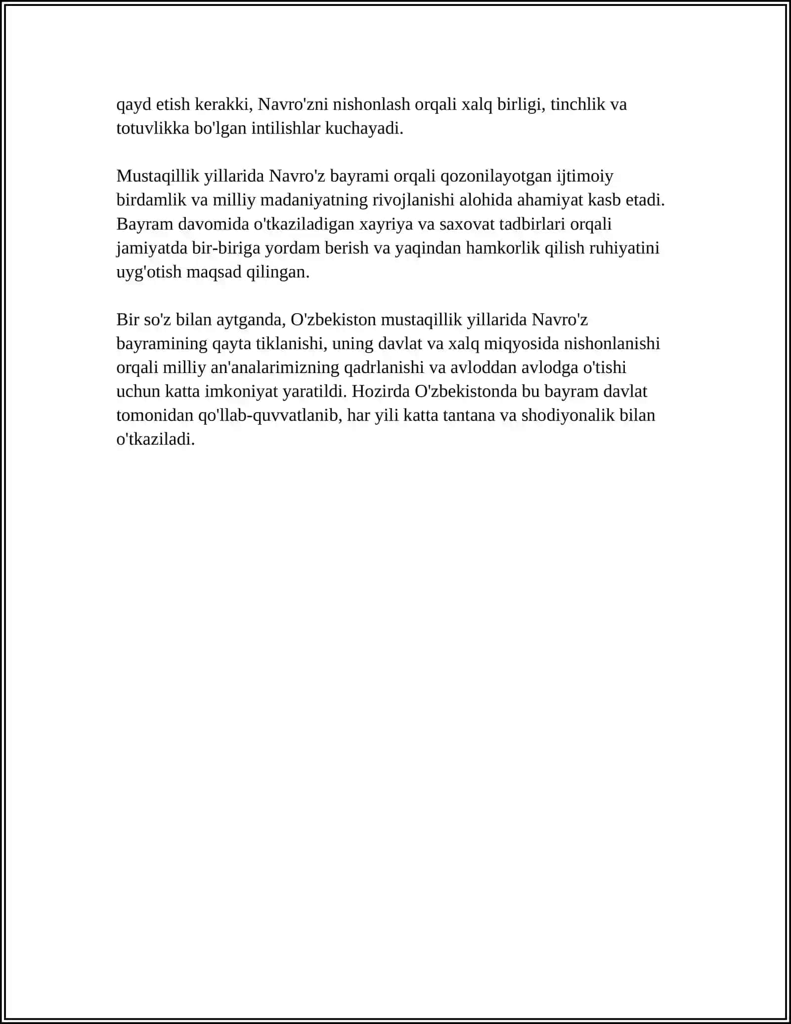MUSTAQILLIK YILLARIDA OʻZBEKISTON MILLIY URF-ODATLAR, QADRIYATLAR VA ANʼANALARNING QAYTA TIKLANISHI 4