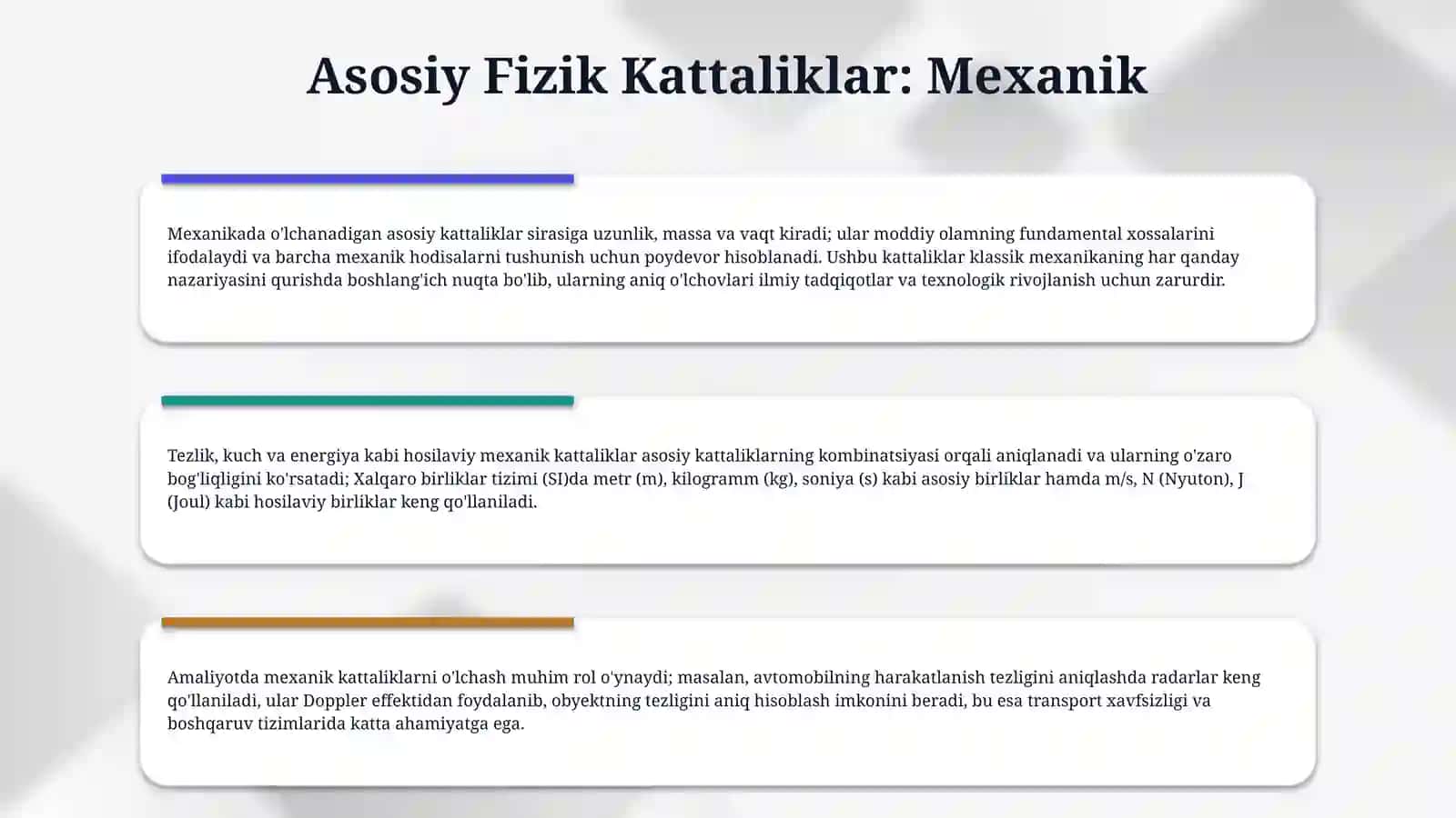 Fizik kattaliklar va ularning birliklari qanday tasniflanadi? 4