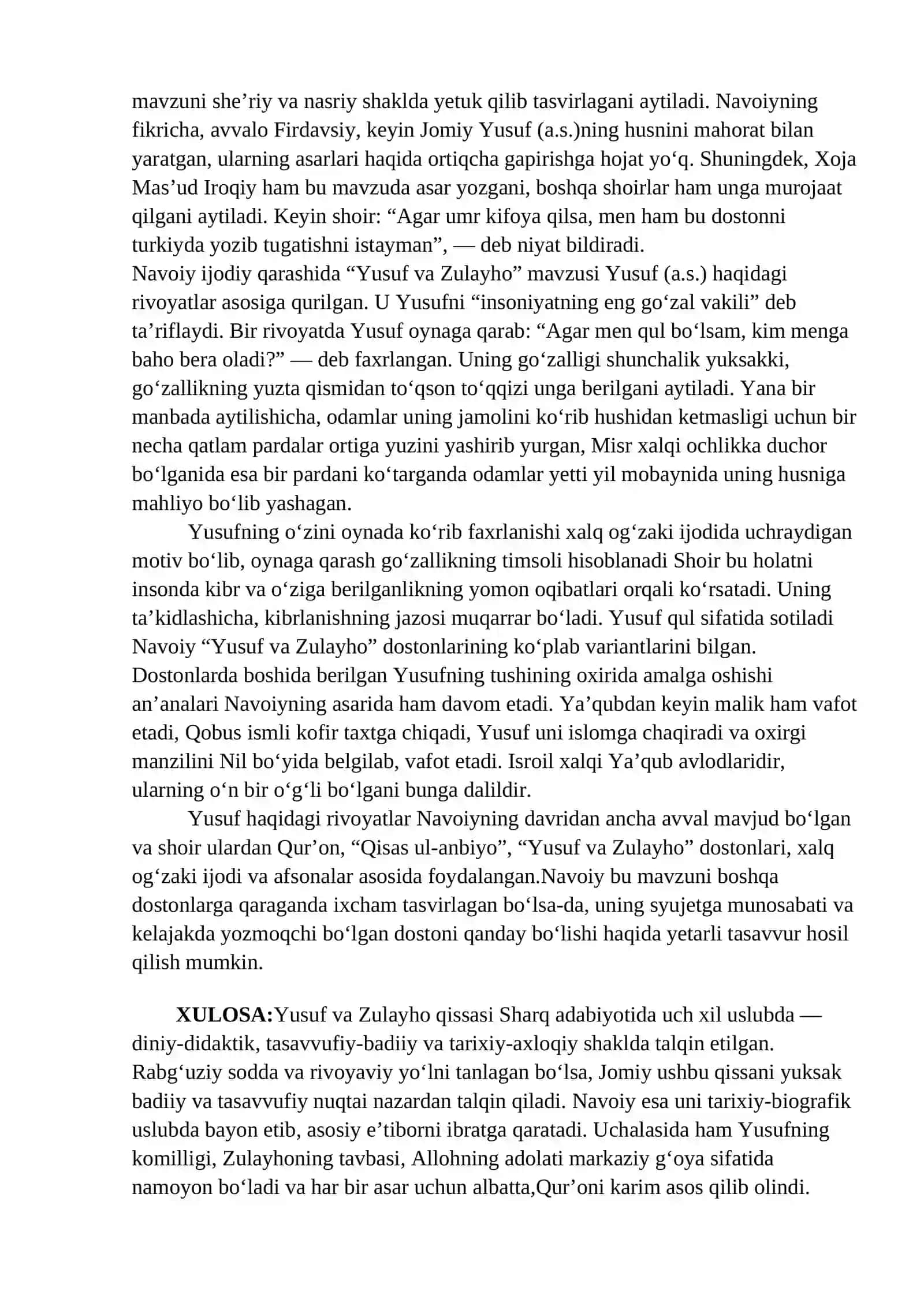 YUSUF VA ZULAYHO OBRAZLARINING QIYOSIY TALQINLARI 4