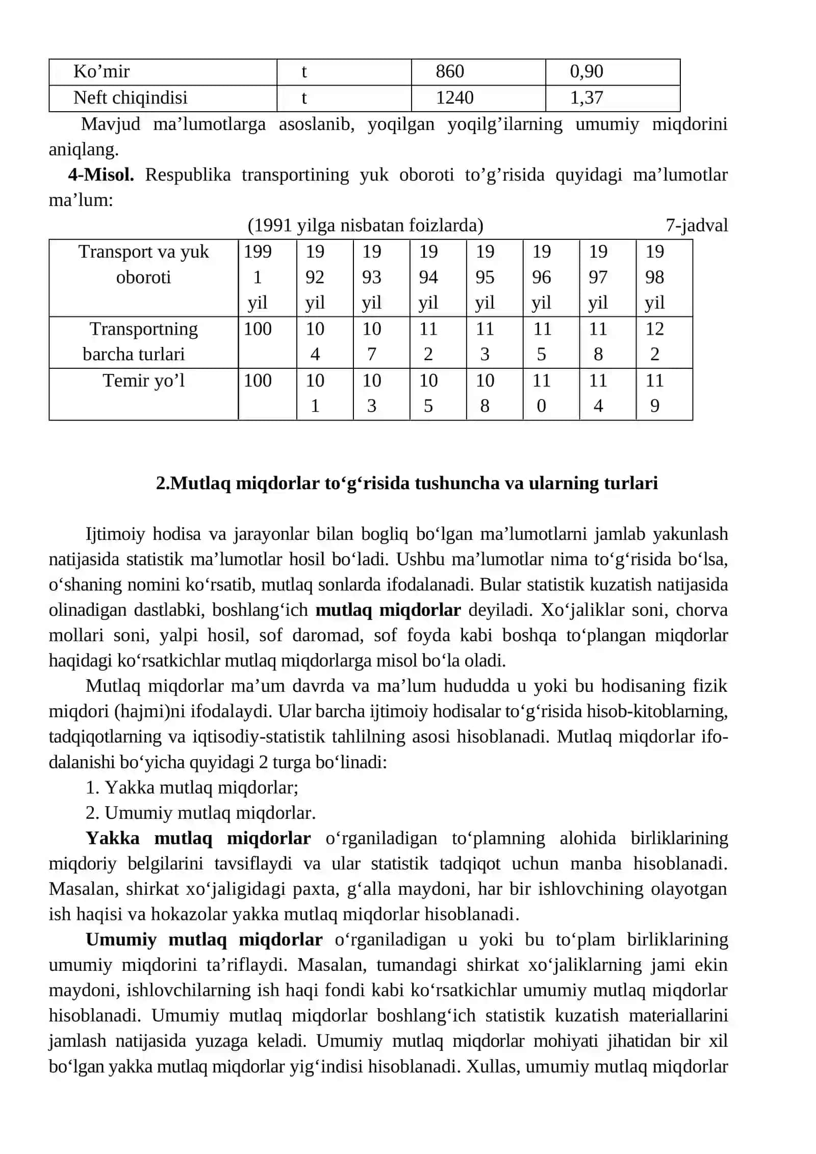 Statistik ko’rsatkichlar mohiyati va ahamiyati 4
