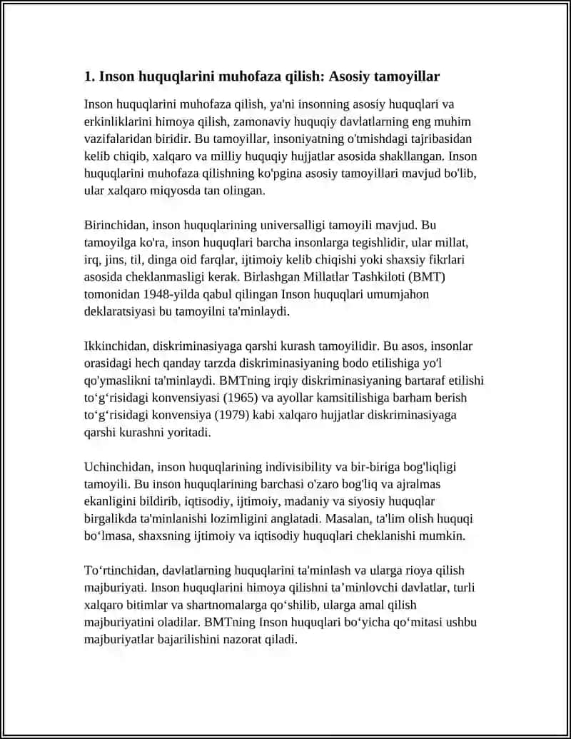 INSON HUQUQLARI VA ERKINLIKLARINI KAFOLATLASH, HUQUQIY DAVLAT BARPO ETISH 4