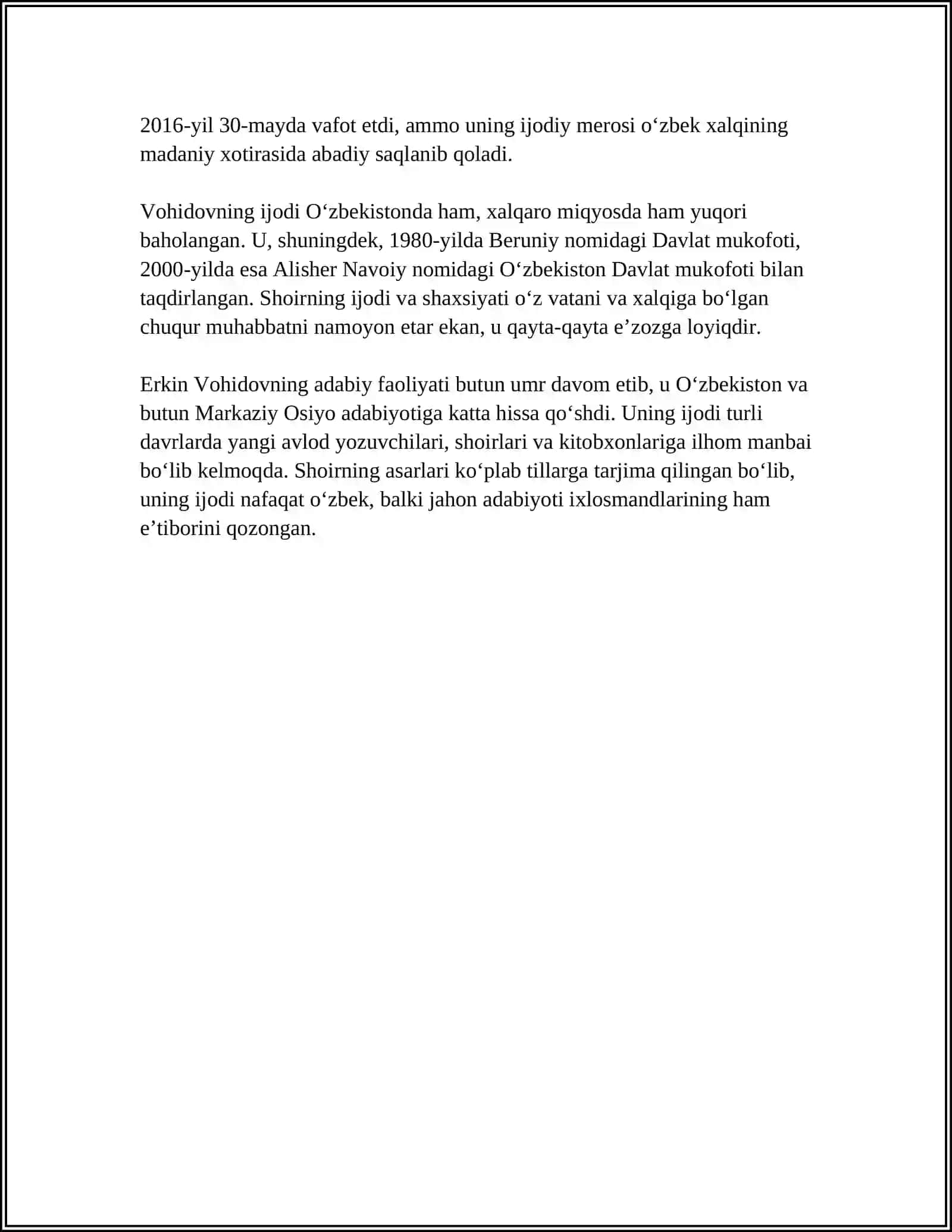 ERKIN VOHIDOVNING "RUHLAR ISYONI" DOSTONI MAVZUSIDA DARS ISHLANMA 4