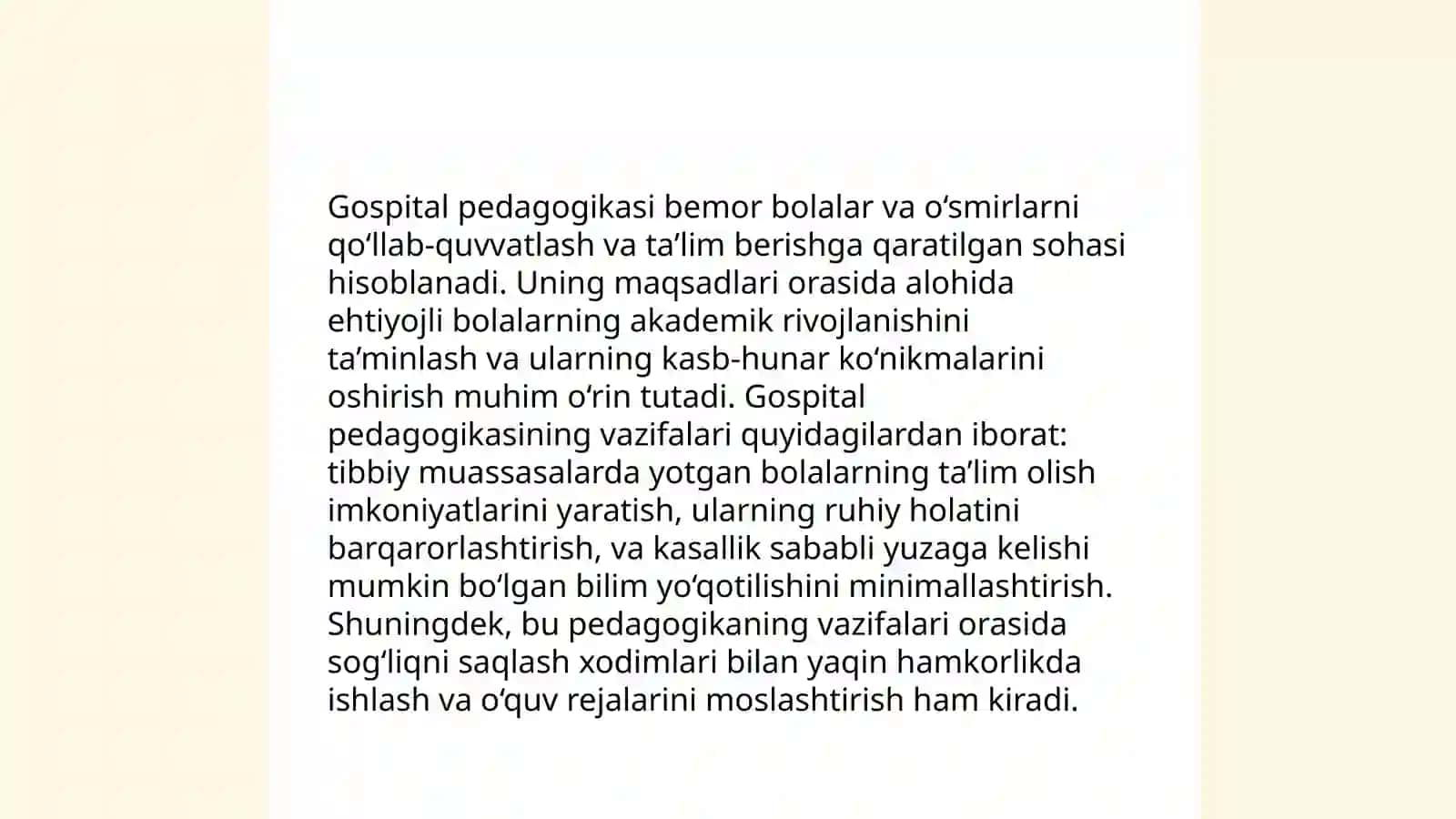Gospital pedagogika va uning xususiyatlari 4