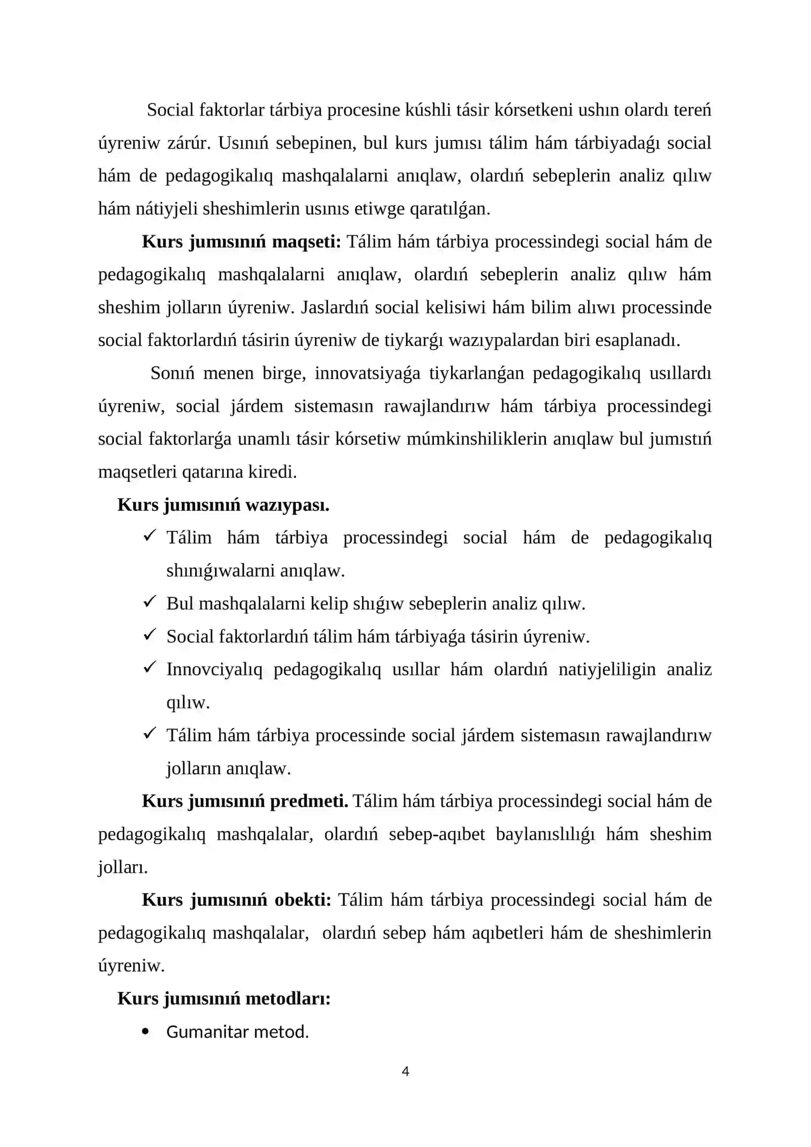 Bilimlendiriw-tárbiya procesindegi socialliq-pedagogikaliq áhmiyetli mashqalar 4