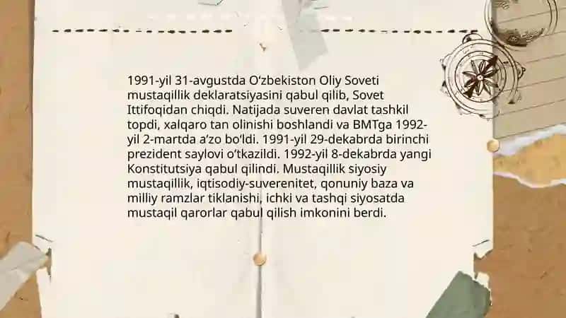 Mustaqil O'zbekiston Respublikasi Tashkil Topishining Tarixiy Ahamiyati 4