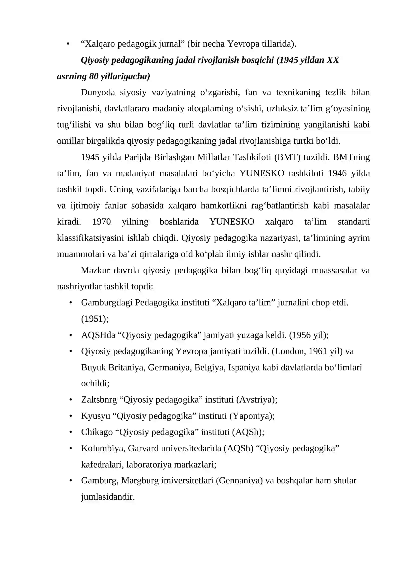 Ilm va fanning bir sohasi sifatida qiyosiy pedagogikaning asosiy rivojlanish bosqichlari 4