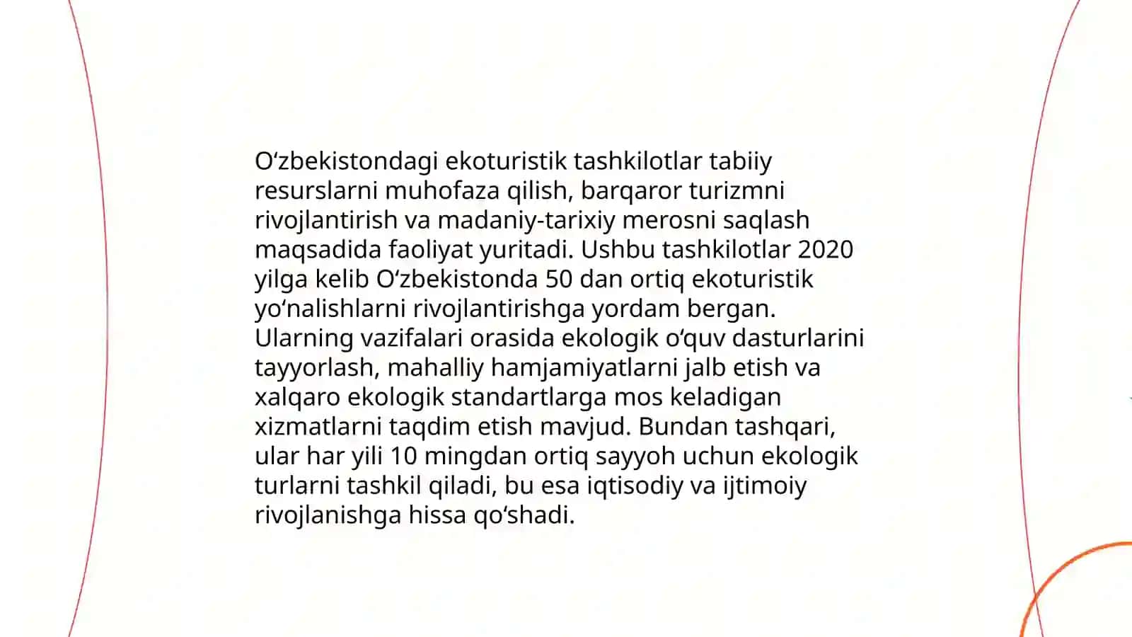 Oʻzbekistondagi ekoturistik tashkilotlar va ekoturistik mashrutlar tushunchasi 4