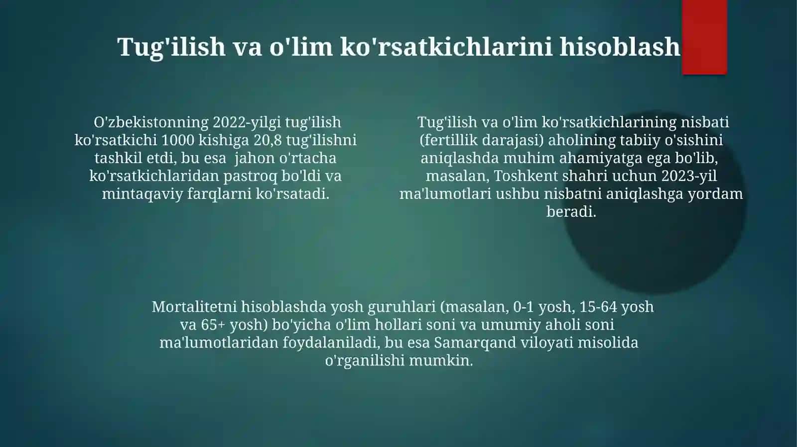 Aholio‘rtasidagidemografikjarayonlarvademografikko‘rsatkichlarnihisoblashusullari 4