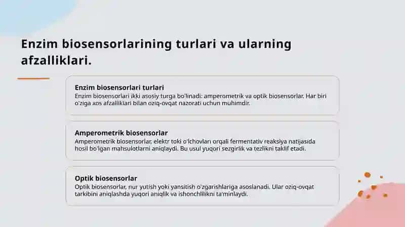 Fermentli biosensorlar va ularning oziq-ovqat sanoatida ishlatilishi 4