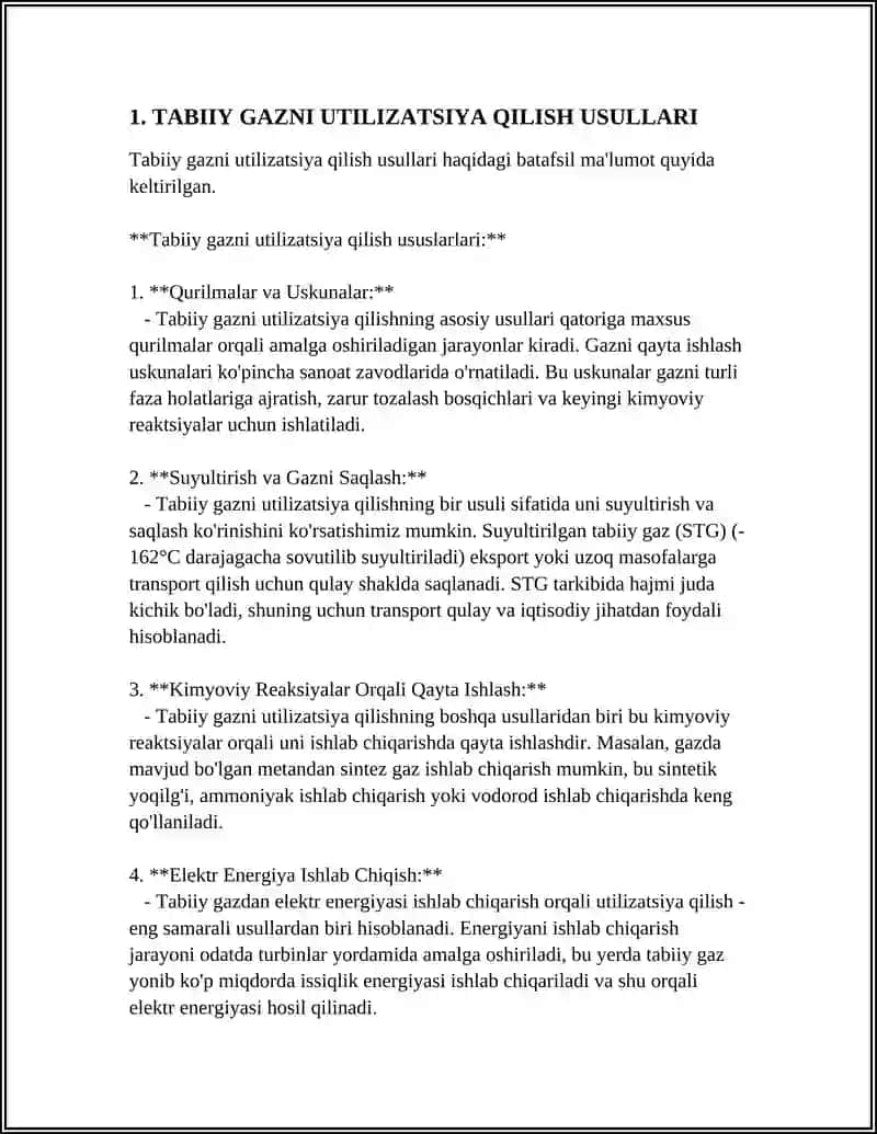 MUSTAQIL ISH Mavzu: TABIIY GAZ VA NEFT MAHSULOTLARINI SHUNINGDEK JARAYON CHIQINDILARINI UTILIZATSIYA QILISH. 4