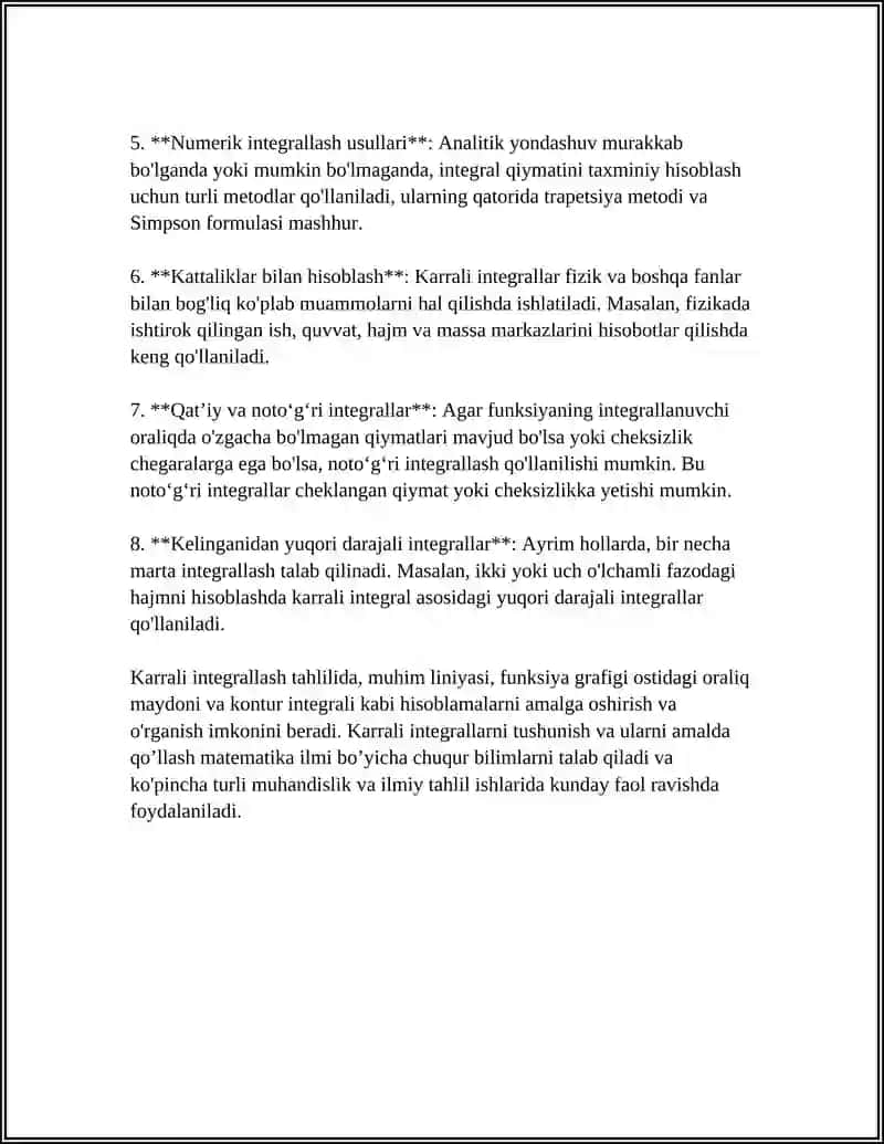 KARRALI INTEGRALLARNING XIMIYADADI TATBIQLARI 4