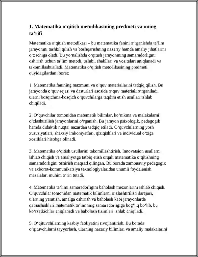 Matematika oʻqitish metodikasi 4