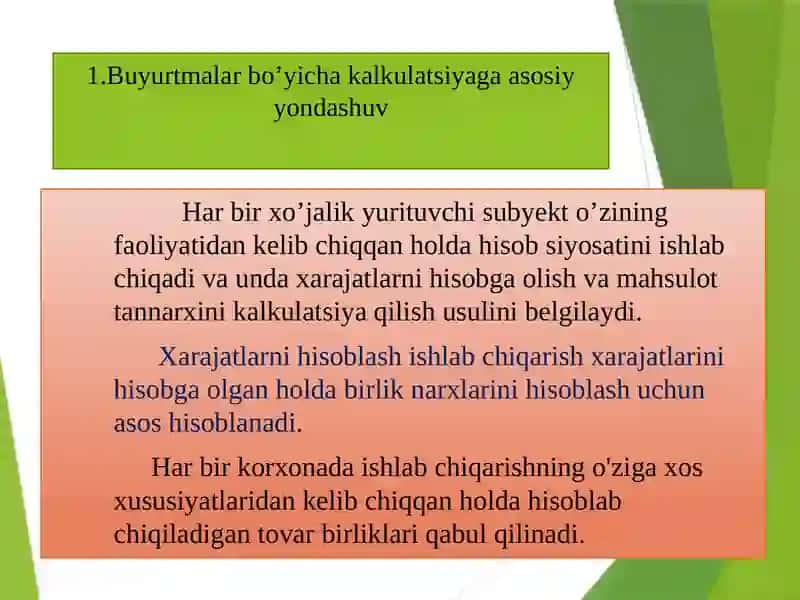 Buyurtmali kalkulatsiya qilish usuli 4