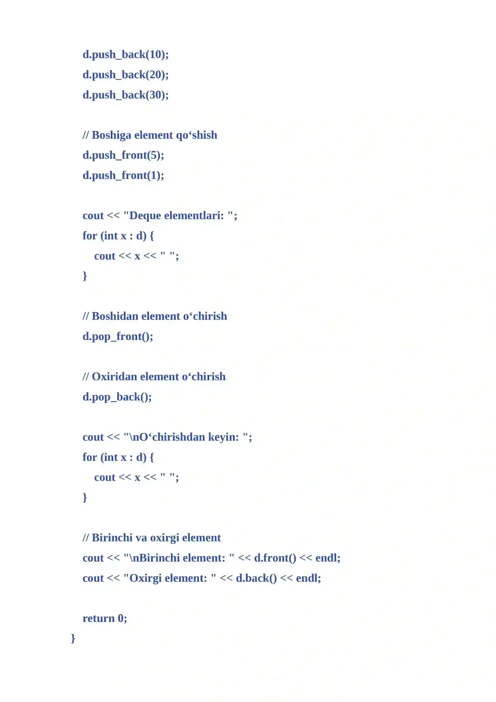 Konteynerlar (Kolleksiyalar). Chiziqli konteynerlar (list, forwardlist, deque) 4