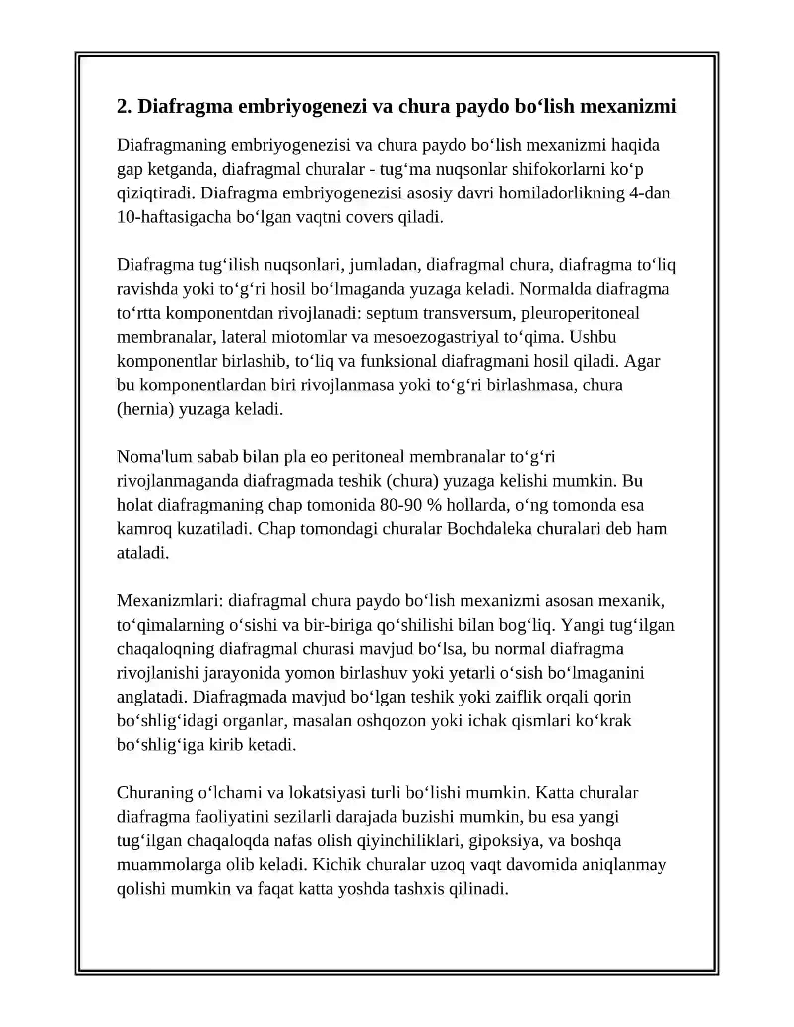 TUG’MA DIAFRAGMAL CHURALAR. OSHQOZON, 12-BARMOQLI ICHAK VA PASTKI ICHAK TUTILISHI NUQSONLARI 4