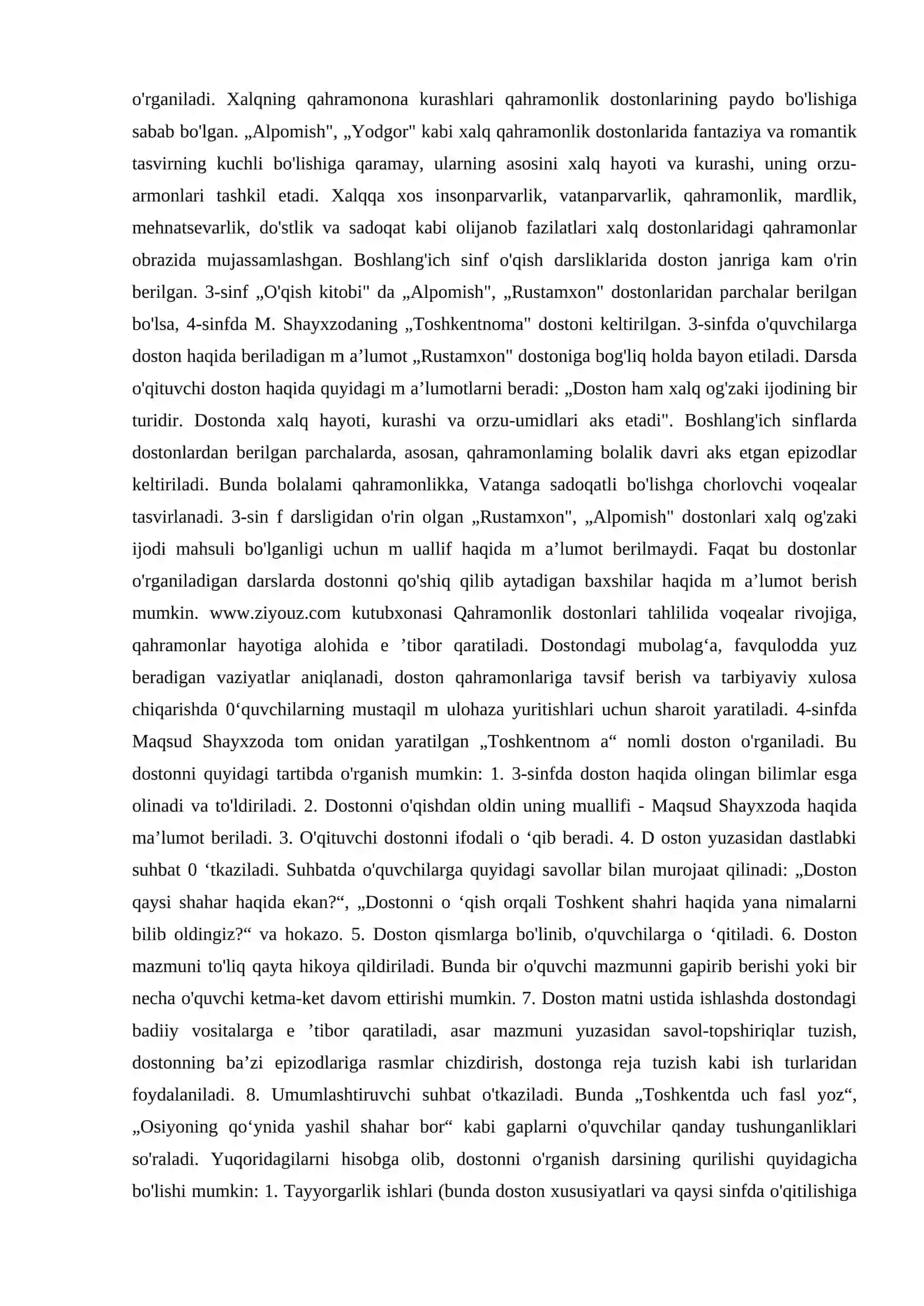 Doston janridagi asarlarni o‘qitish mеtodikasi 4