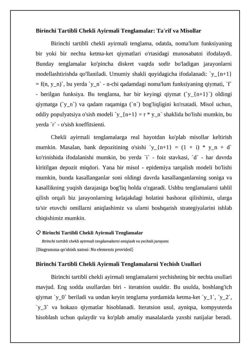 Birinchi tartibli chekli ayirmali tenglamalar 4