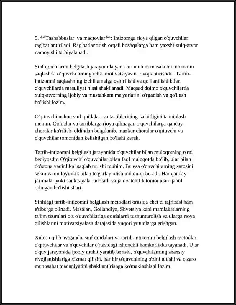 SINF JAMOASINI BOSHQARISHGA DOIR METODLAR 4