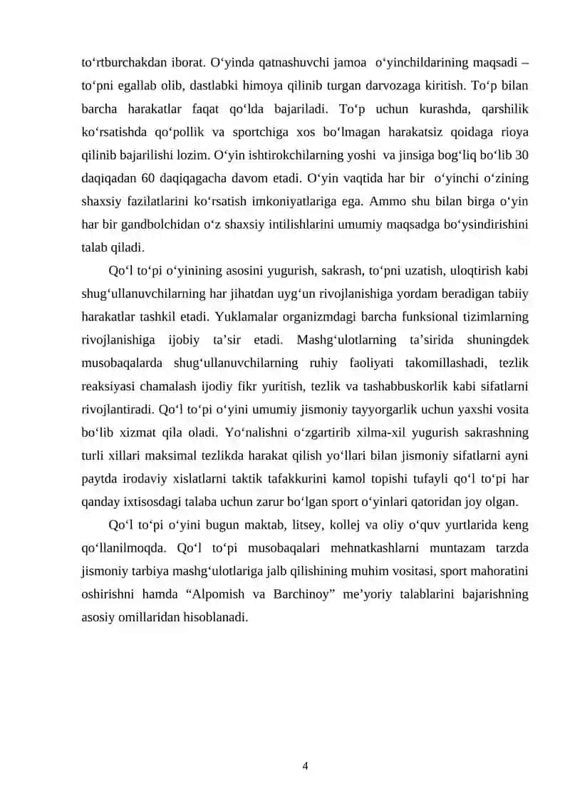 Mavzu: Gandbol o‘yinida harakatlanish, sakrash texnikasini o‘rgatishni takomillashtirish 4