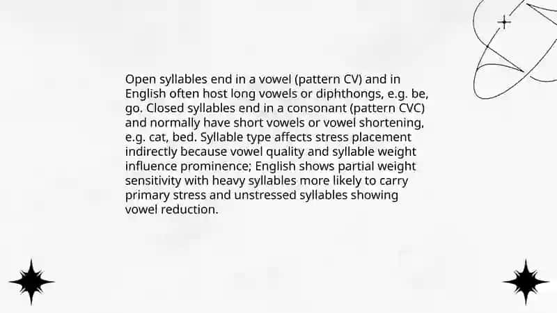 SYLLABIC STRUCTURE OF A LANGUAGE.WORD STRESS. 4