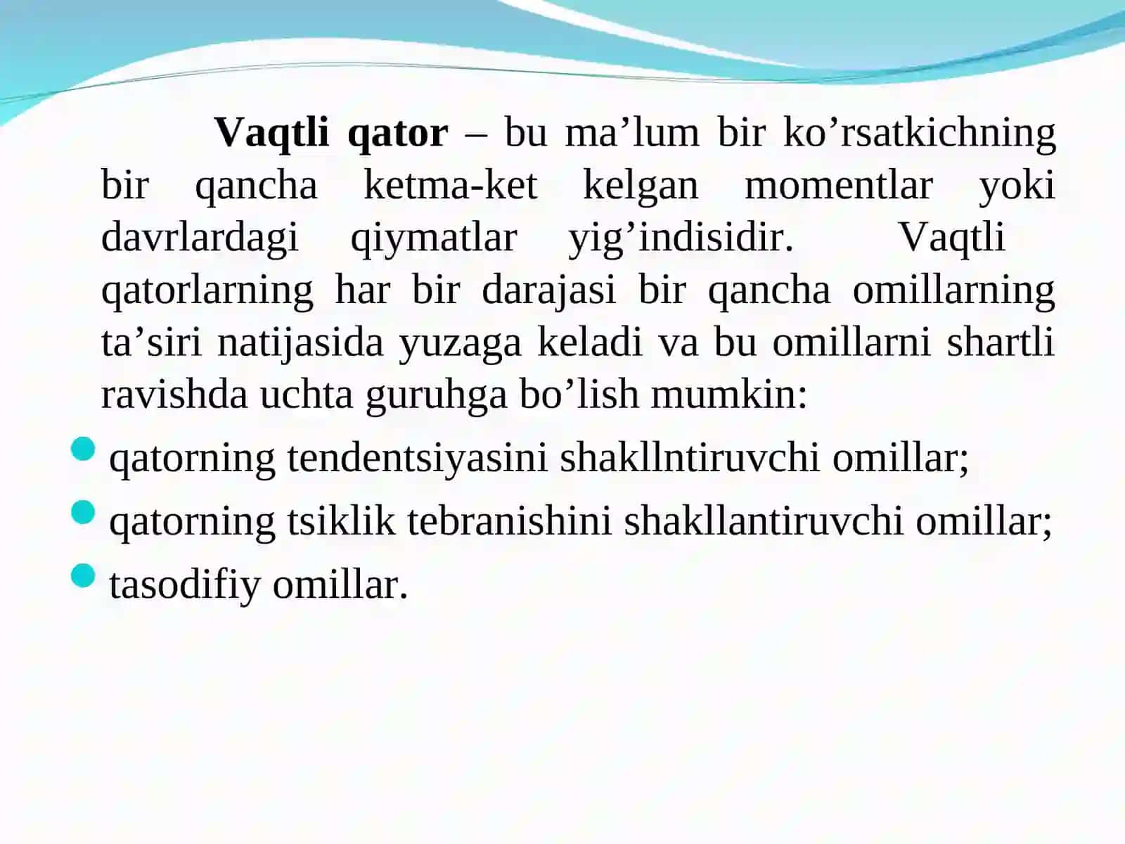 Davriy qatorlarda ekonometrik modellshtirish 4