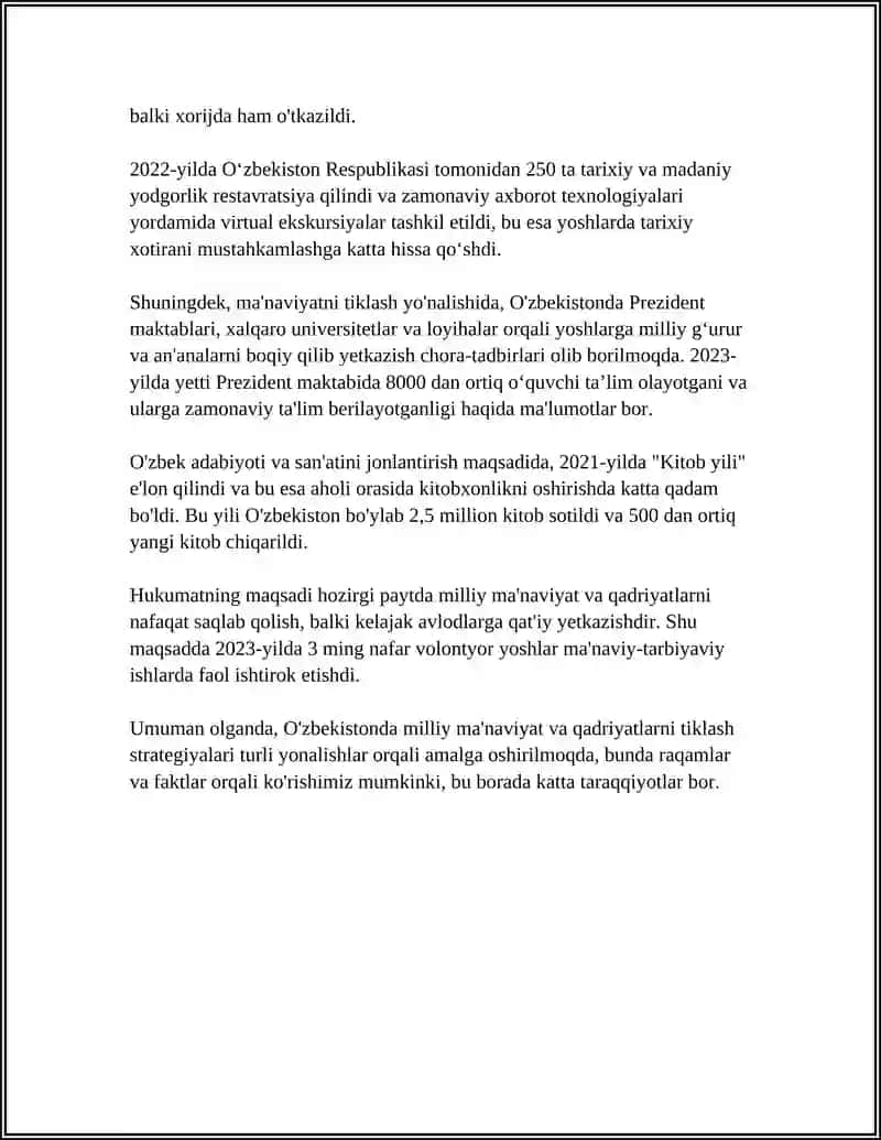 YANGI OʻZBEKISTONDA AMALGA OSHIRILAYOTGAN MANAVIY ÖZGARISHLAR 4