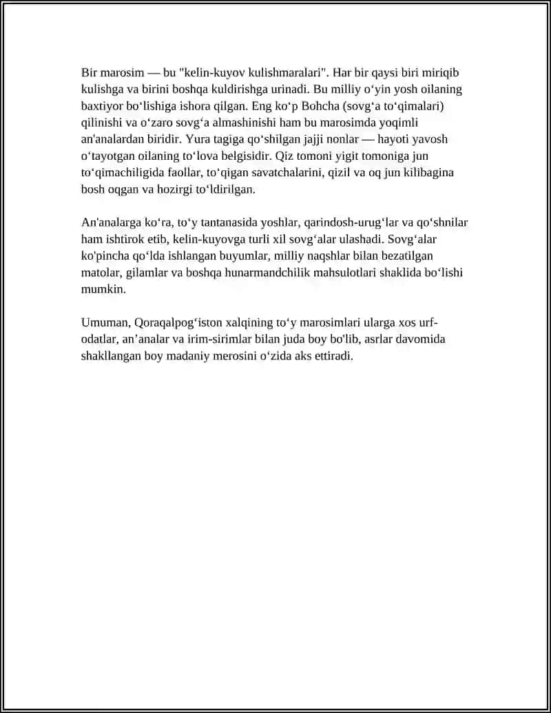 QORAQALPOGʻISTON XALQINING AN'ANAVIY URF-ODATLARIGA BOGʻLIQ FALKLAR VA ETNOGRAFIK MEROSLAR 4