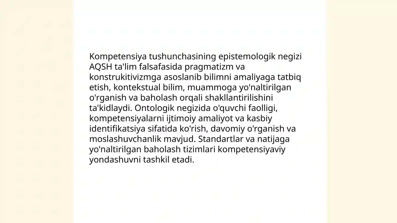 AQSH DA kompitensiyaviy yondashuvning falsafiy asoslari va ularning global maqsadi vazifalari tashkiliy tizimi 4