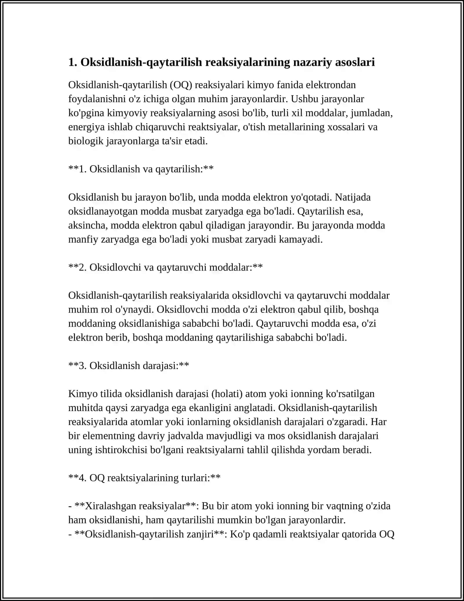 Oksidlanish-qaytarilish reaksiyalarining elektron balans tenglamalarni tuzish 4