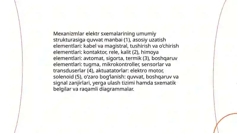 Uzel va mexanizmlarni elektr sxemalarini o‘qish. 4