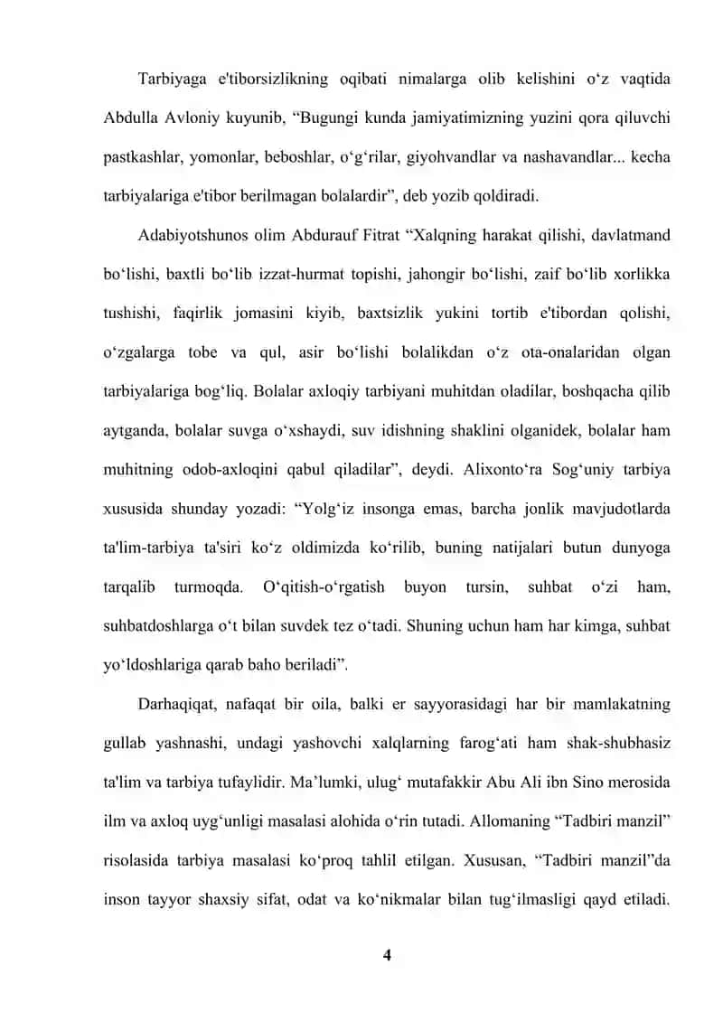 A.Avloniyning “Turkiy Guliston yoxud axloq” asarida  ta’limiy-axloqiy masalalar 4