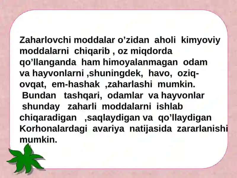 Zaharlovchi moddalarni turlari 4