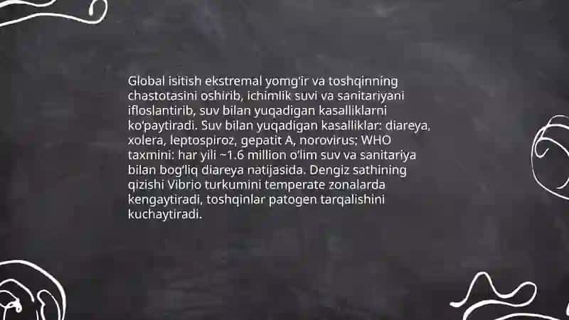 Iqlim o`zgarishlarining tibbiy oqibatlari 4
