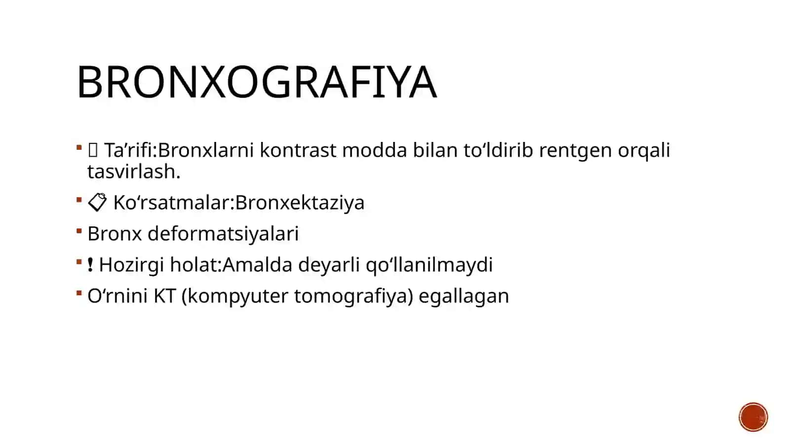 Bolalarda nafas a'zolari kasalliklaridagi funksional-instrumental tekshiruvlar(bronxoskopiya,bronxografiya,tomografiya,flyuorografiya.):rentgenogrammalar interpretatsiyasi 4