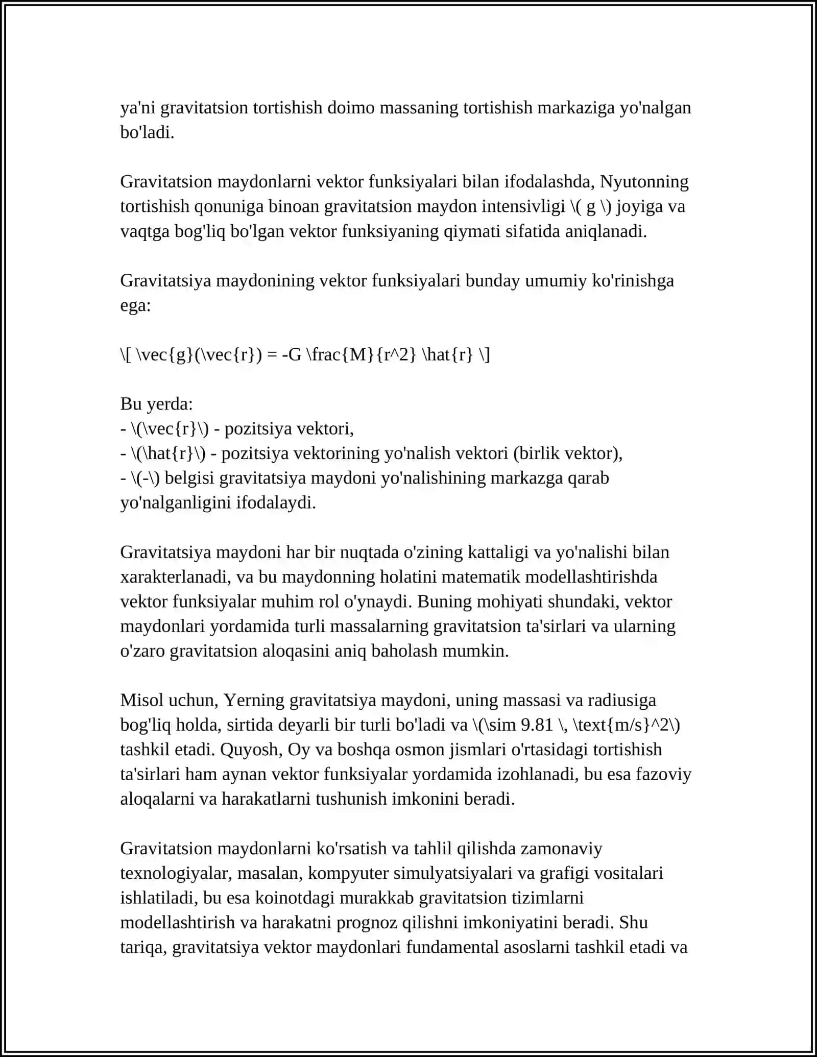 VEKTOR FUNKSIYALARNING GEOFIZIKA SOHASIDAGI QO'LLANILISHI 4