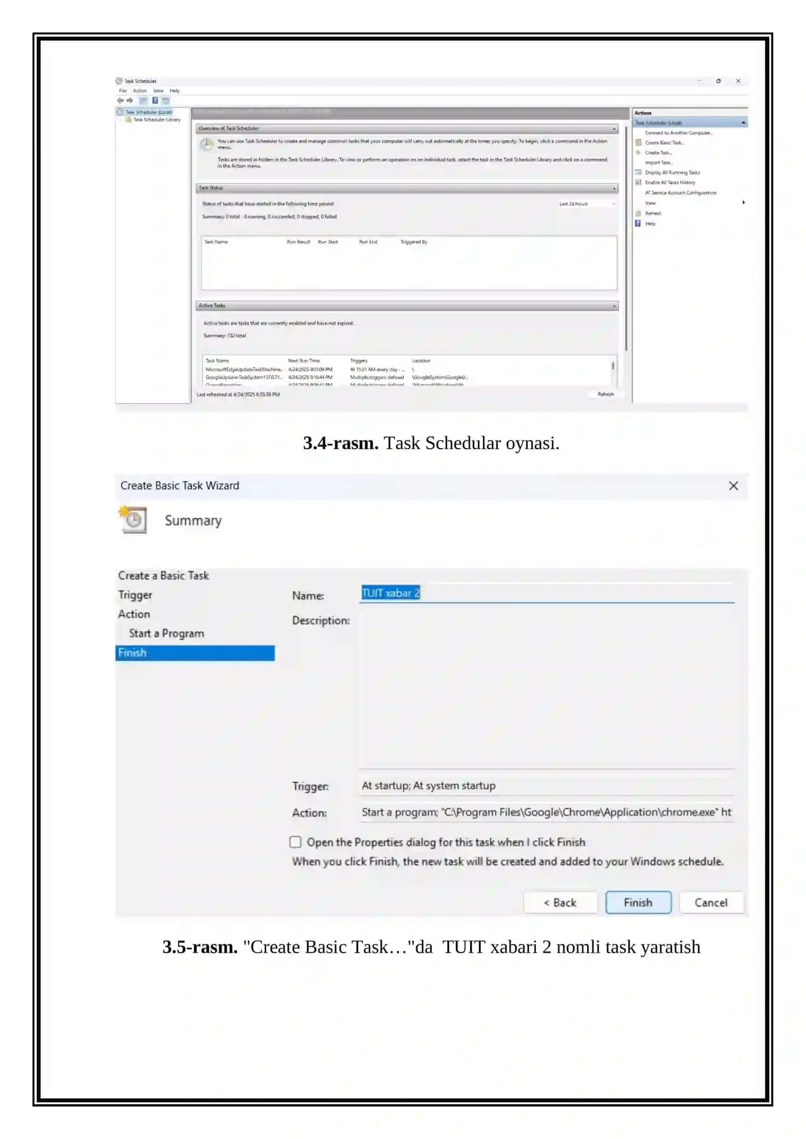 Muammo menejeri yordamida Windows operatsion tizimini monitoring qilish. Windowsda topshiriqlarni rejalashtirish (Task Sheduller), Windows tizimidagi jarayonlar va hodisalarni tekshirish. Amaliy ish 4
