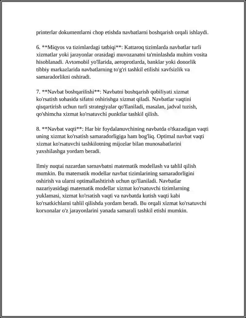 NAVBAT.NAVBATNI MASSIV YORDAMIDA TASVIRLASH VA ULAR USTIDA AMAL BAJARISH ALGORITMLARI 4