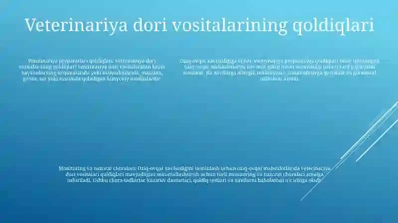 Оziq-Оvqаt Mаhsulоtlаrining Chorvachilikda Qo’Llaniladigan Moddalar Bilan Ifloslanishi 4