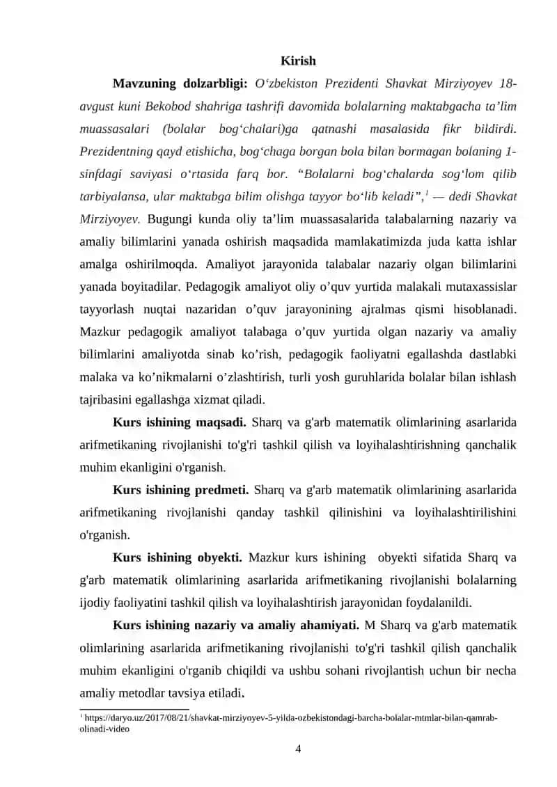 Sharq va G'arb matematik olimlarining asarlarida arifmetikaning  (1) 4