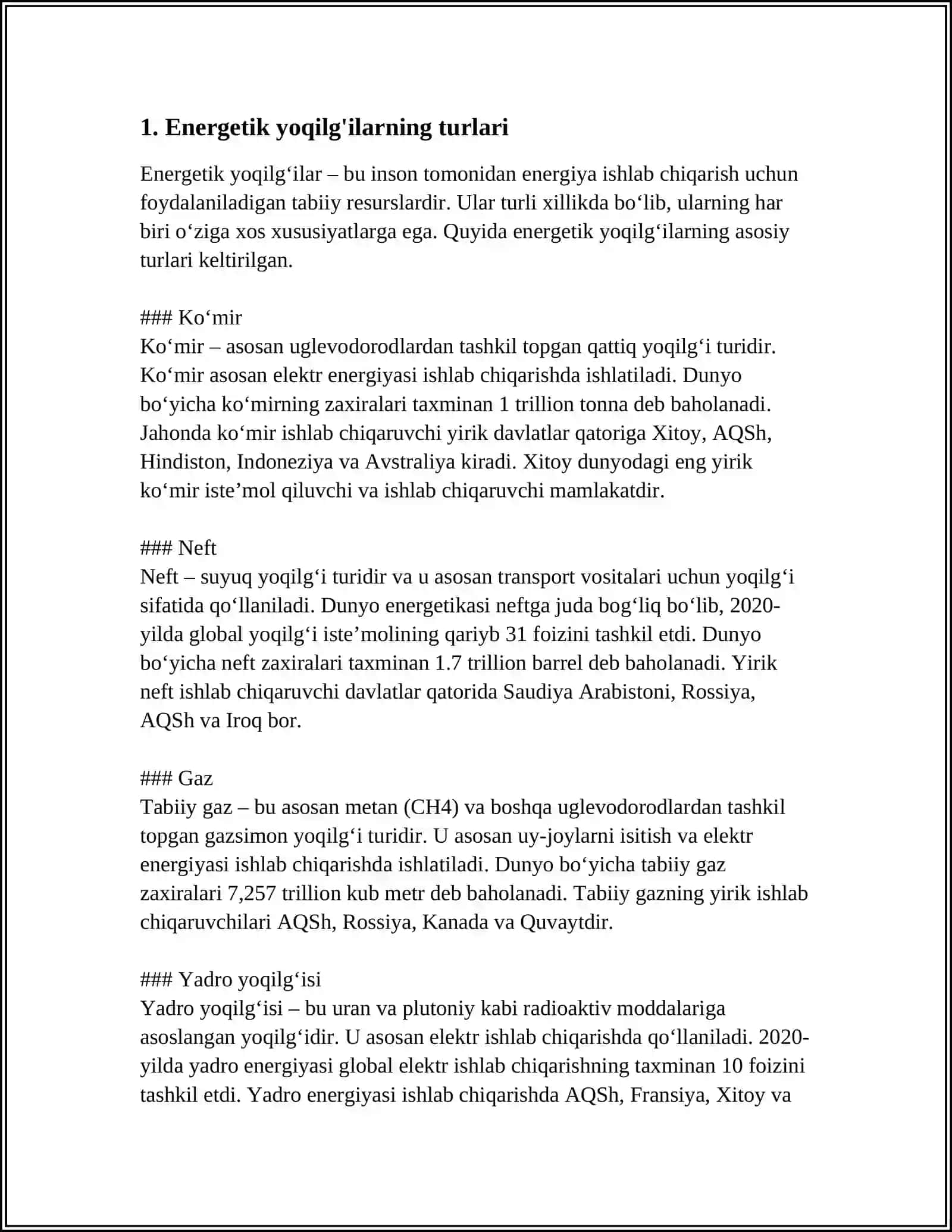 ENERGETIK YOQILG'ILARDAN KOMPLEKSLI FOYDALANISH 4