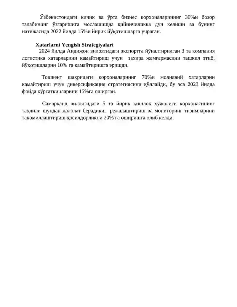 Boshqaruv qarorlari xavflarini tizimli tahlil qilish 4