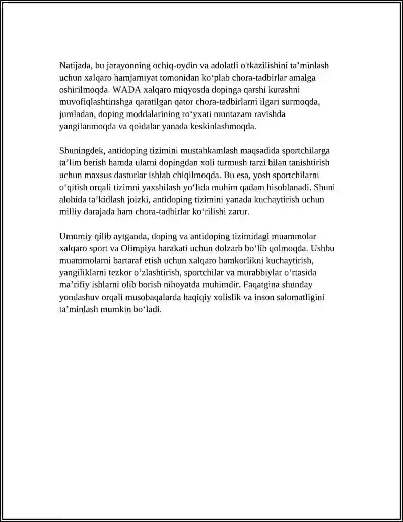 Doping va antidoping tizimidagi muammolar 4