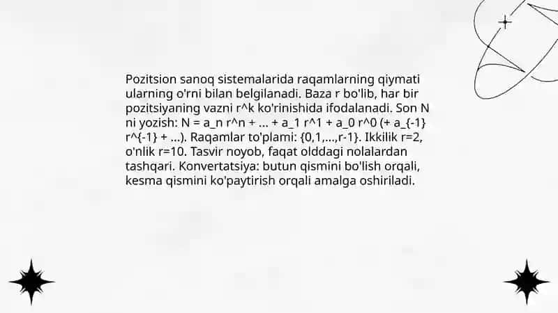 Sanoq sistemalari va ular ustida amallar 4