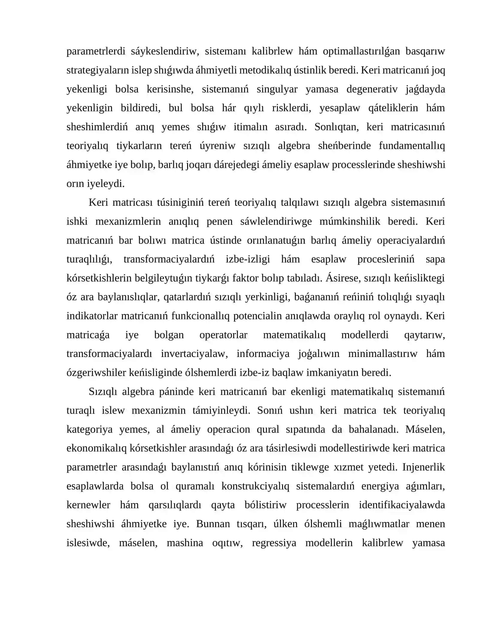 Keri matrica. Keri matricanı esaplaw usılları 4